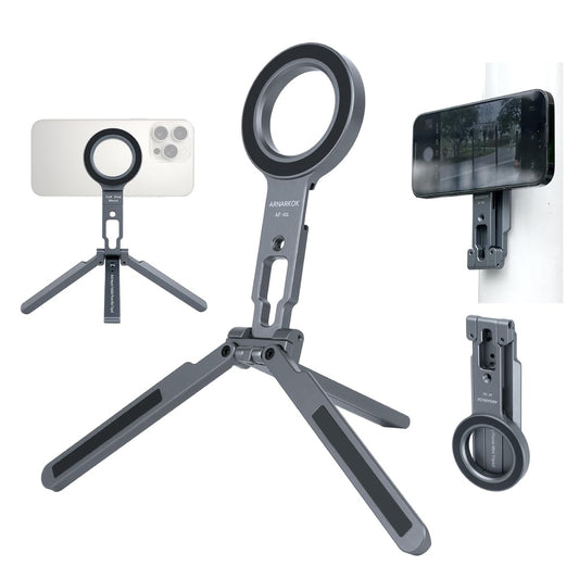 Dual Magnetic Phone Mount Magsafe Pocket Foldable Mini Tripod Magnetic Phone Holder for Smart Phone,All 3 Legs Magnetic,Gym Essentials,Magnetic Phone