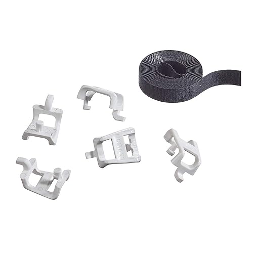 Leviton Plastic Saddle Tie Kit with Velcro, 5-Pack, for Cable Management in Structured Media Center, 49605-AST