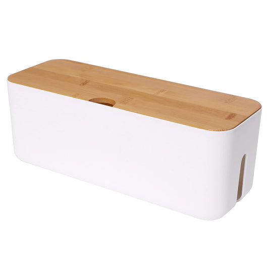 Changsuo Cable Management Box Small White, Extension Cord Organizer for Power Stripe Surge Protector Wire Management Concealer Cover Hider for Desktop