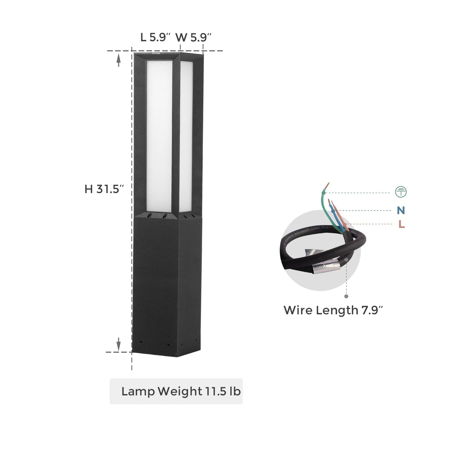 Linkmoon Landscape Path Light, Aluminum 8W 800LM Luxury LED Lighting, 32 Inches Modern Outdoor Bollard Lighting for Lawn, Patio, Courtyard