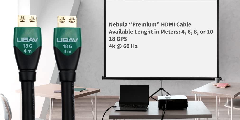 Liberty's Premium Series Nebula with Ethernet 18G HDMI Cable 4K Resolutions, 10 Meter (32 feet) Length.Laptop, PC, Gaming, Projector, Monitor