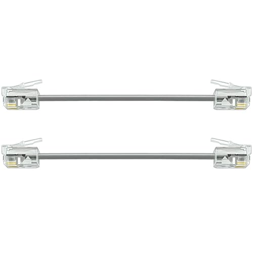 NECABLES 2Pack 3 Inch Short Telephone Cord Phone Cable Wall Phone Cord for Landline RJ11 6P4C Male to Male