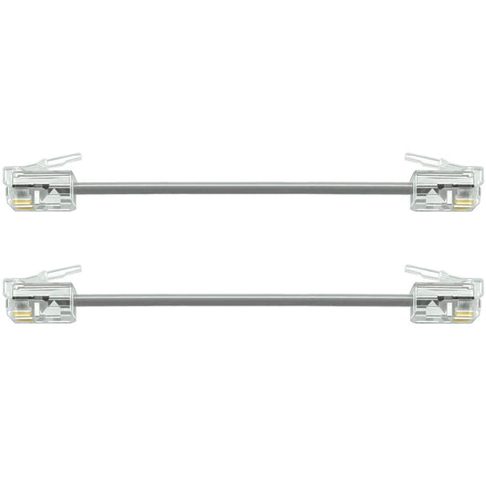 NECABLES 2Pack 3 Inch Short Telephone Cord Phone Cable Wall Phone Cord for Landline RJ11 6P4C Male to Male