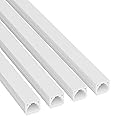 D-Line 13.12ft Cable Raceway, Self Adhesive Cord Cover, Hide 1x Cord, Paintable - 4X 0.4in x 0.31in (H) x 39in Lengths - White