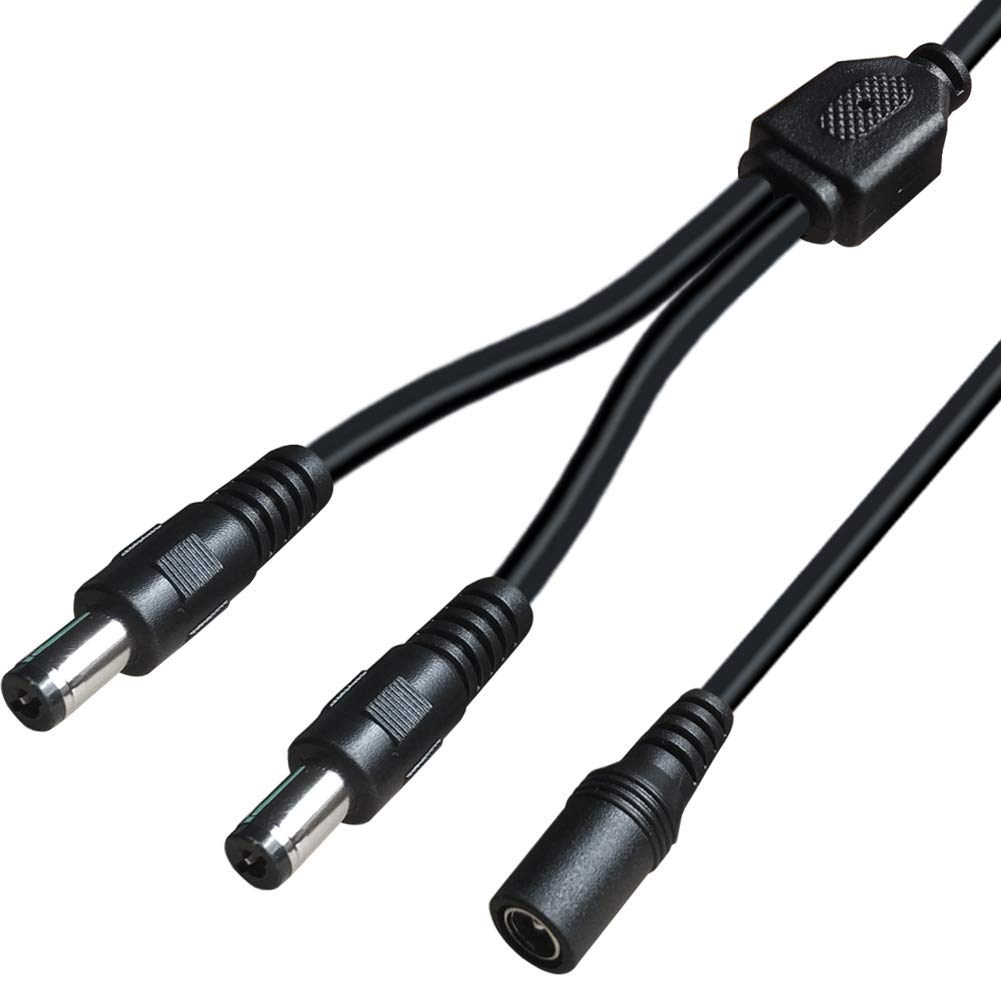2 Pack DC Power 1 Female to 2 Male 5.5mm x 2.1mm DC Power Supply Splitter Cord for Surveillance Camera Cable Barrel Plug,Y Splitter Adapter Wire,2 Way