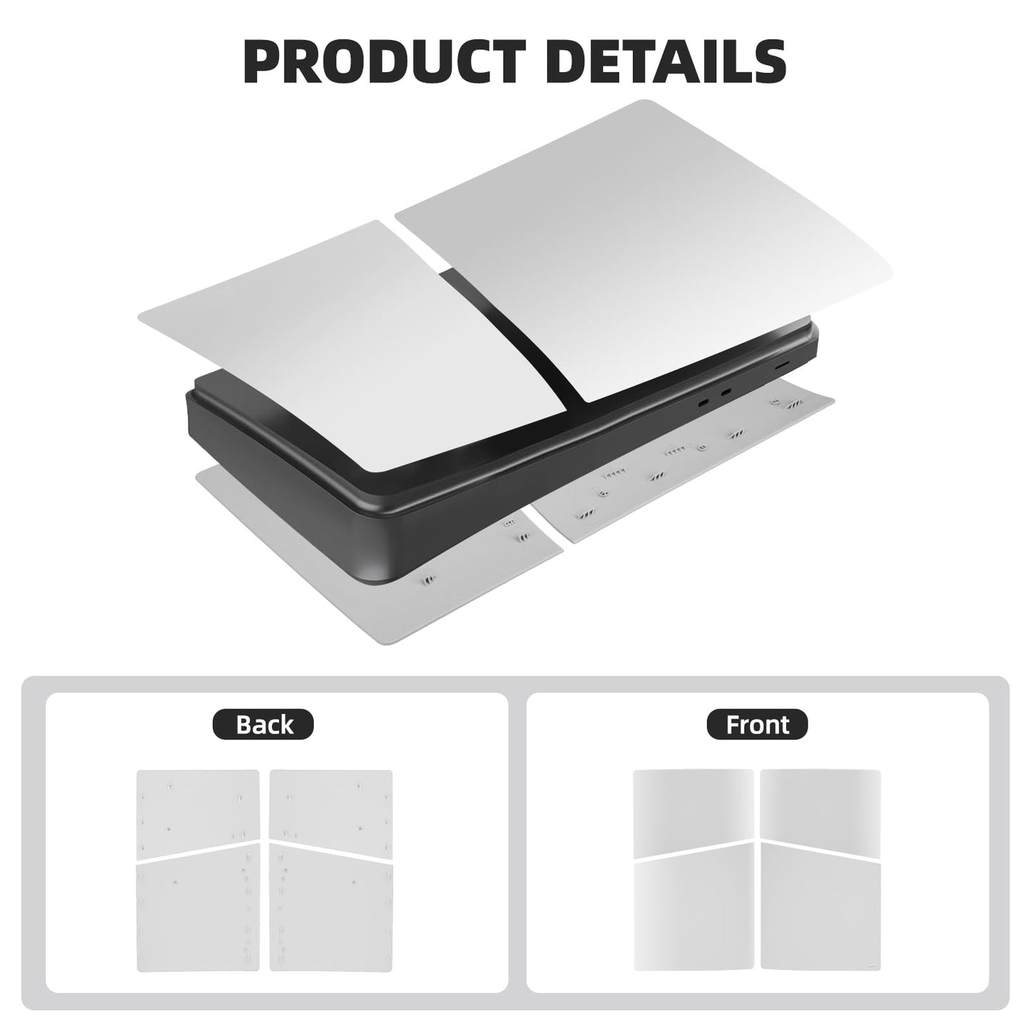 YIBEICO 4PCS Faceplate Replacement for PS5 Slim Digital Edition,Side Plate Shell Accessories,Hard Shockproof,Anti-Scratch Dustproof,ABS Case,White