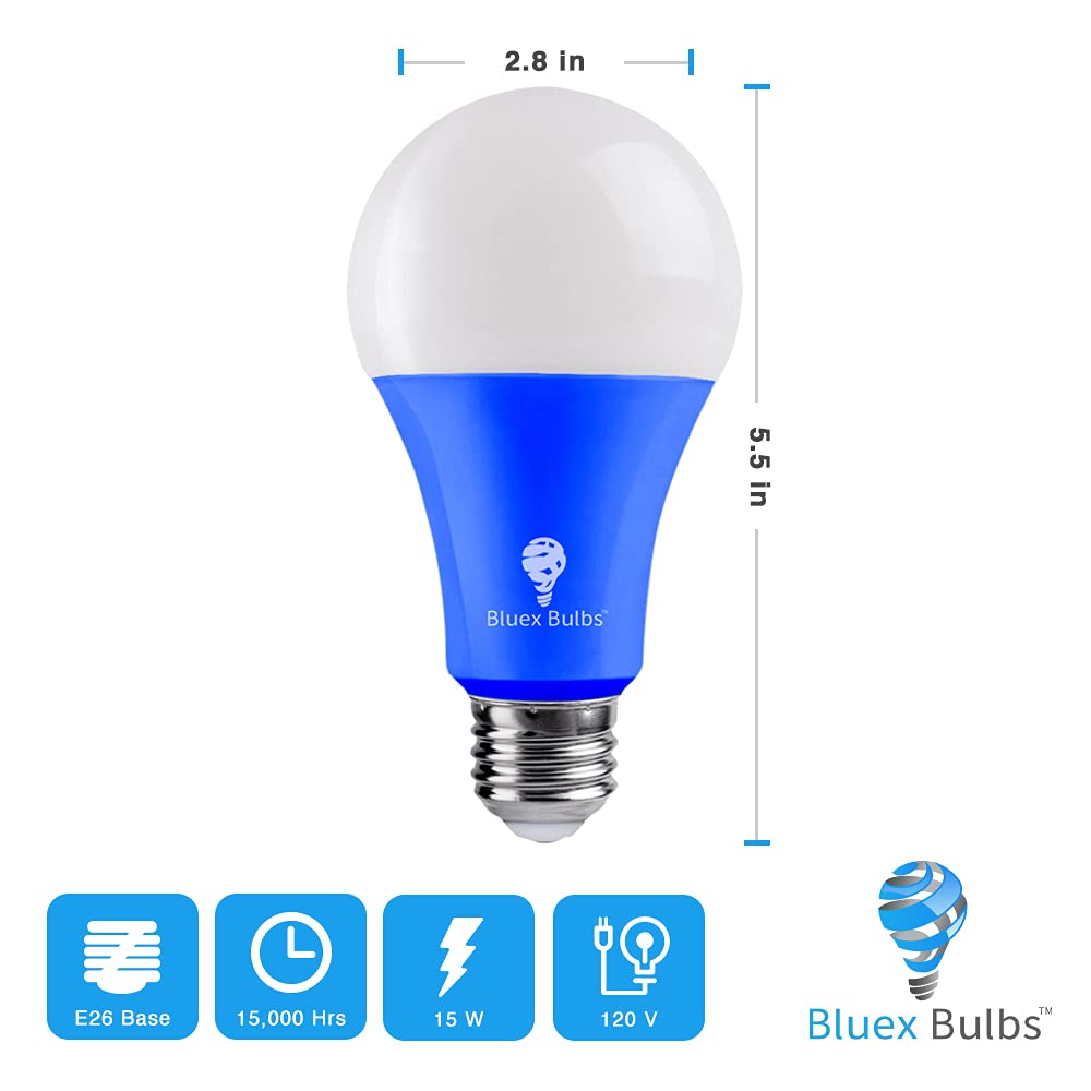 2 Pack BlueX LED A21 Blue Light Bulbs - 15W (120Watt Equivalent) - E26 Base Blue LED Bulb, Party Decoration, Porch, Home Lighting, Holiday Lighting