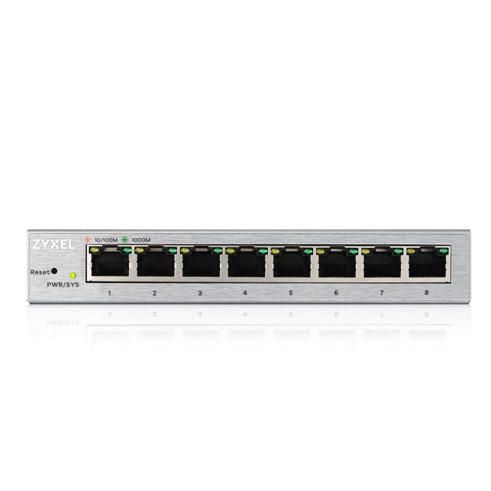 Zyxel 8-Port Gigabit Easy Web Managed Plus Switch, Sturdy Metal, QoS, WebGUI, Jubmo Frames, VLANs, DHCP Client, IGMP Snooping, Link Aggregation