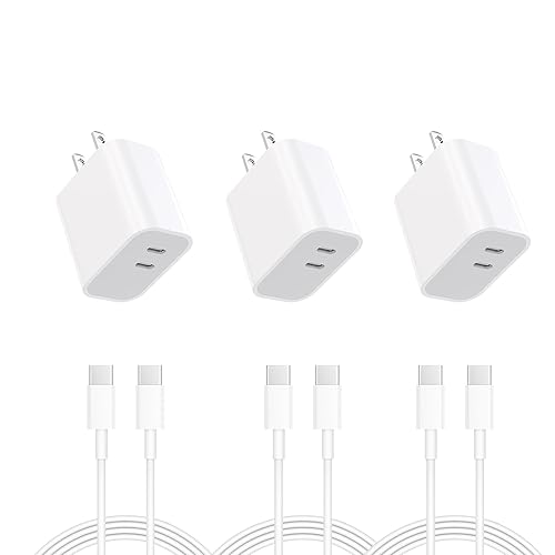 iPhone 17 16 15 Charger 3-Pack Dual Port USB C Fast Charging Block with 6ft c to c Cable Type C Wall Charger Plug for iPhone 17 Pro Max/17 Pro/17/16