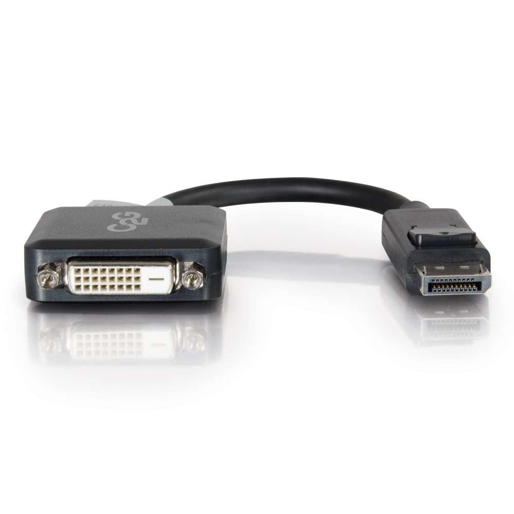 C2G Legrand DisplayPort to DVI, Male to Female Displayport Cable, Black DisplayPort Cable, 8 Inch Digital Display Cable, 1 Count, C2G 54321