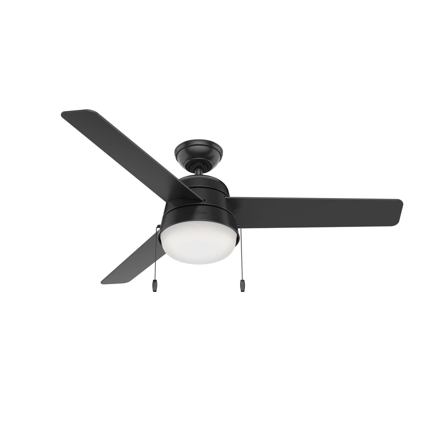 Hunter Fan 52 inch Ceiling Fan with Light, Outdoor or Indoor Black Ceiling Fan with Pull Chain for Porch, Living Room, Office, Kitchen, Garage, 3