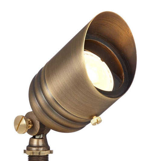 VOLT Fat Boy 12V Brass Outdoor Spotlight (Bronze) with 5W 2700K Warm White 400 Lumen MR16 LED Bulb for Low Voltage Landscape Lighting of Yard, Lawn