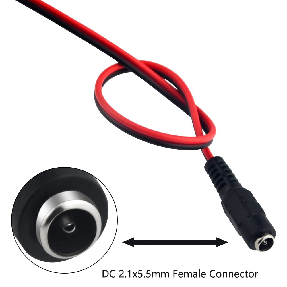 WMYCONGCONG 20 PCS DC Power Pigtail Cable Female Connector 2.1x5.5mm for CCTV Security Camera and Lighting Power