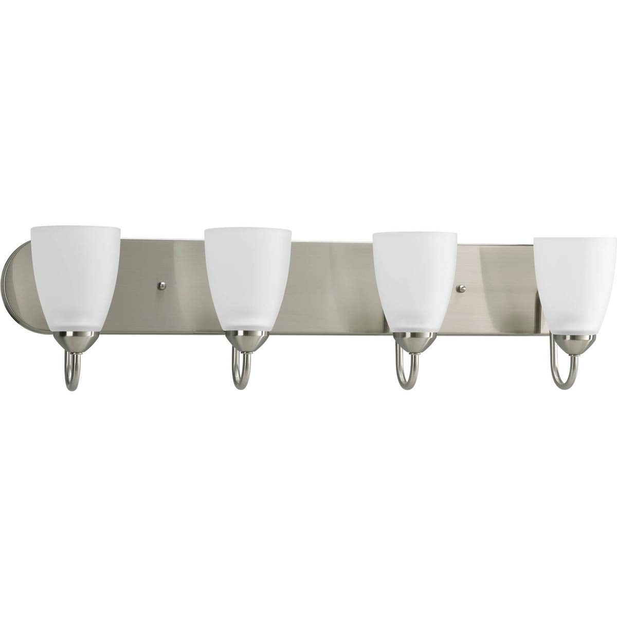 Progress Lighting Gather Collection 4-Light Etched Glass Traditional Bath Vanity Light Brushed Nickel