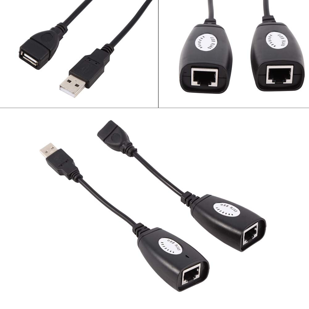 ASHATA USB 2.0 to RJ45 Ethernet Extension Adapter, Up to 150ft, Ideal for USB Cameras, Printers, Web Cameras, Keyboard, Mouse Extensions