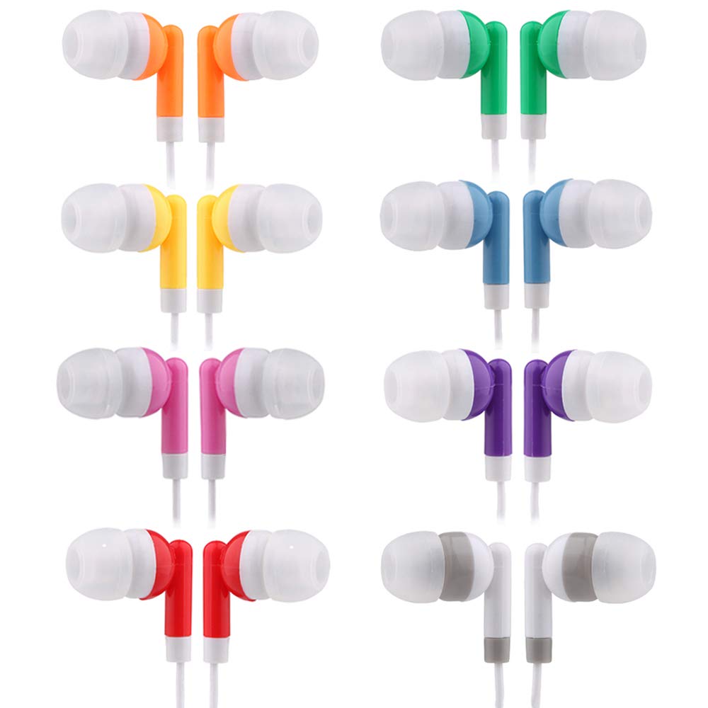 CN-Outlet Kids Bulk Earbud Headphones 50 Pack Multi Colored, Individually Bagged, Wholesale Disposable Earphones Perfect for School Classroom