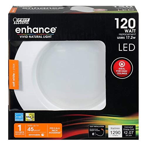 Feit LEDR56/827 1250 Lumen 2700K 5 & 6 Inch Dimmable Retrofit Kit - 120W Equivalent, 20.5w