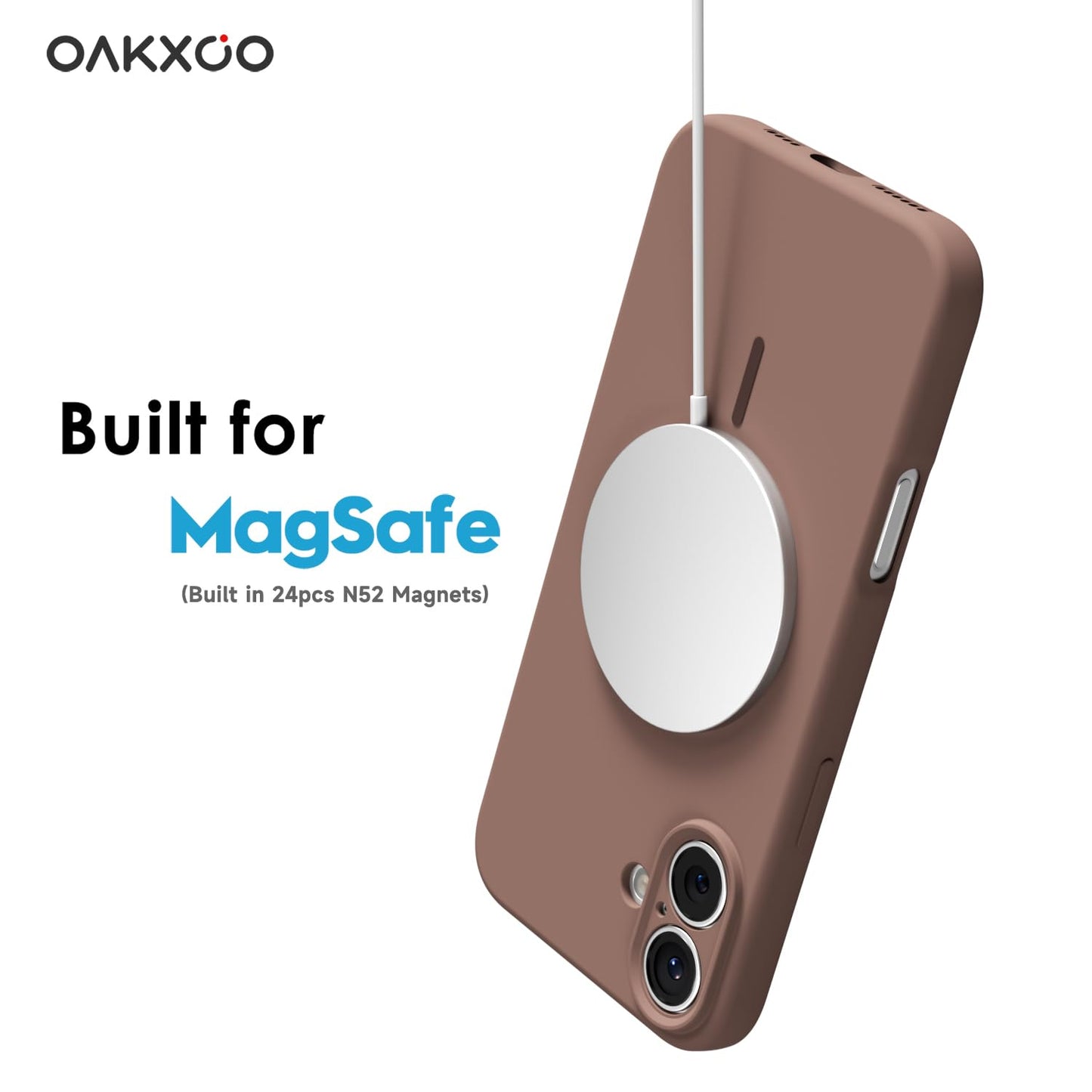 oakxco for iPhone 16 Case Silicone Mag Safe, Magnetic Slim Thin Phone Case Compatible with Magsafe, Women Girls Cute Girly Aesthetic Soft Rubber Gel