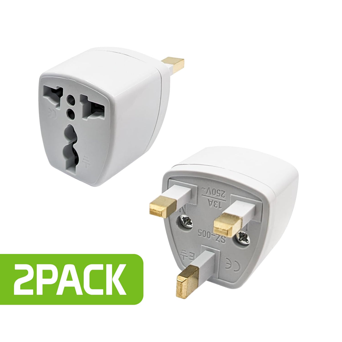 Cellet Universal Travel Adapter: Seamless Plug Conversion for International Travelers AC Wall Power Adapter to Convert China, UK, AU, EU & Other Plugs to US Plug (2PACK) (Type-G (UK HK))