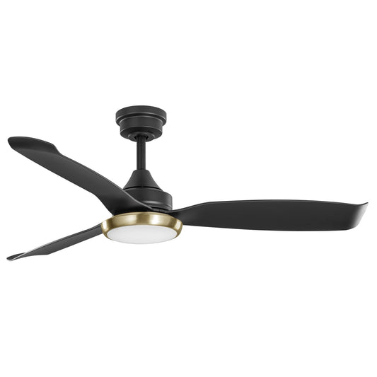 Kathy Ireland Home 52" Freya Ceiling Fan with Light & Remote, Damp Rated Indoor/Outdoor, Energy-Efficient 6-Speed DC Motor, Modern Design with Brass