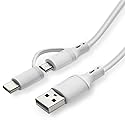 6ft Micro-USB and USB-C Combo Charging Cable for Samsung Galaxy S/A Series, Tab A, Fire Tablets & Kindle Paperwhite