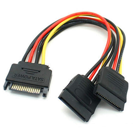 Atneway SATA 15-Pin Power Adapter Cable, SATA 15 Pin Male to SATA 15 Pin Female Power Y-Splitter Extension Cable SATA to SATA Connector (20CM/8inch)