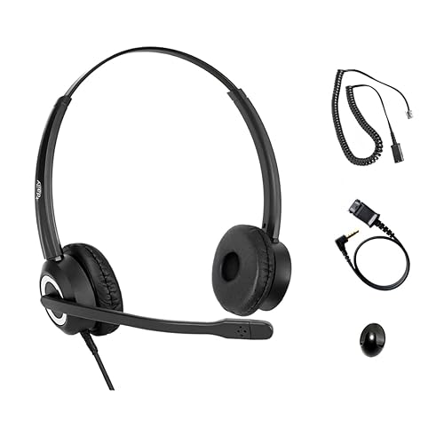 Polycom Phone Headset Noise Cancelling Mic RJ9 U10P Bottom Cable Compatible with Polycom VVX, Shoretel, Nortel Phones