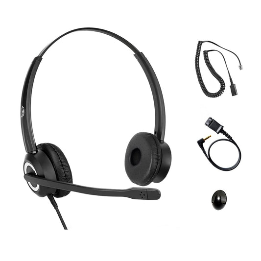 Polycom Phone Headset Noise Cancelling Mic RJ9 U10P Bottom Cable Compatible with Polycom VVX, Shoretel, Nortel Phones