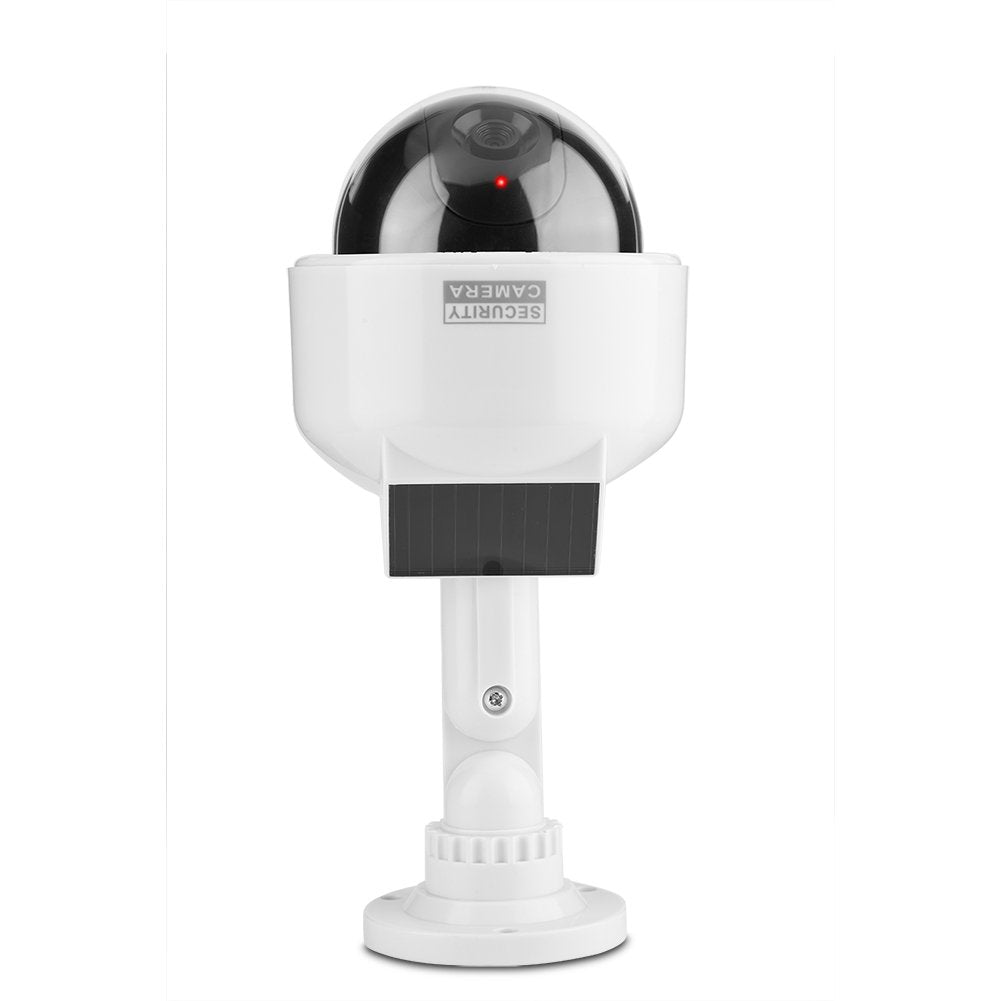 Solar Powered Dummy Camera, Dome Shape Security Fake Camera with Flashing LED for Home/Warehouse