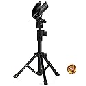 JCTRIWAY Tabletop Mic Stand, Adjustable Desktop Microphone Stand with Mic Clip and 5/8" Male to 3/8" Female Screw for Most Microphone on the Market
