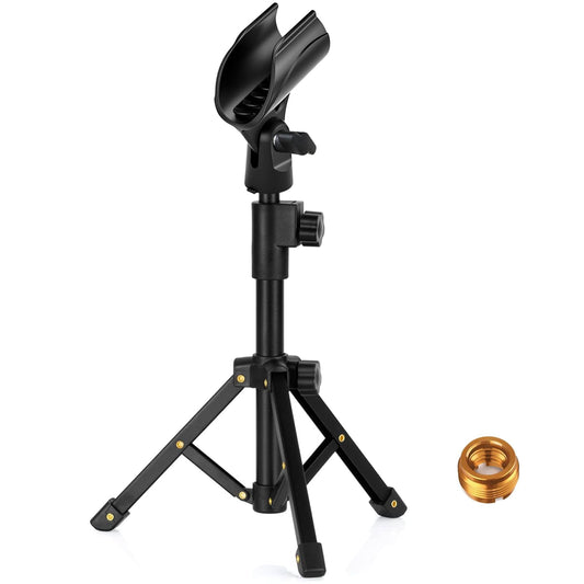 JCTRIWAY Tabletop Mic Stand, Adjustable Desktop Microphone Stand with Mic Clip and 5/8" Male to 3/8" Female Screw for Most Microphone on the Market