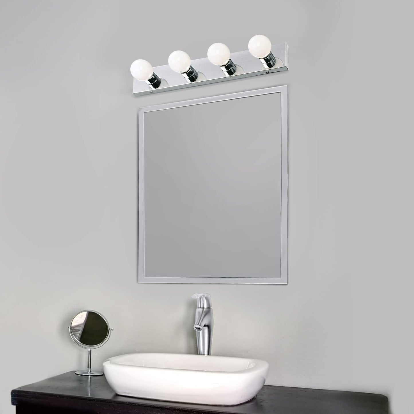 Design House 500892 4-Light Vanity Strip Light Contemporary Dimmable for Bathroom, Bedroom, Makeup Vanity, Polished Chrome