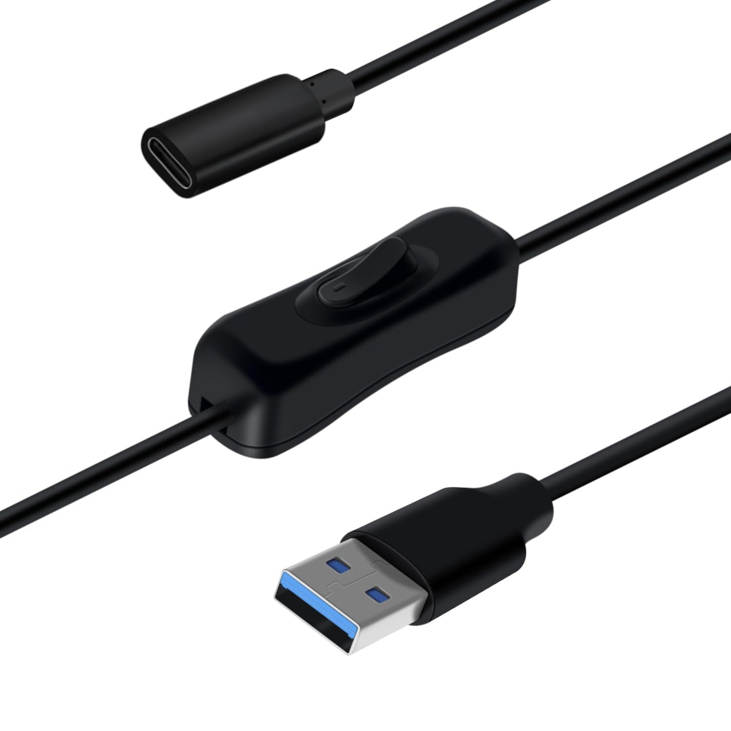 HuaLiSiJi USB C Female to USB 3.0 A Male Cable with Switch 5Gbps Transmission and Charging Type C Female to USB Male Adaptor Cable (Black, 0.2 m)