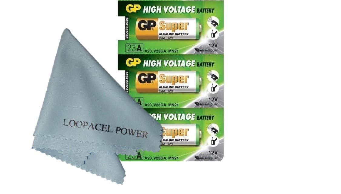 My Battery Supplier Replacement for 3 Pack of GP23AE GP 23A MN21 A23 V23GA VR22 12 Volt Batteries with Cloth