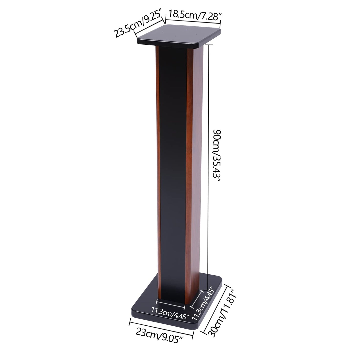 Hteedy 35.4" Speaker Stand 23.9lb Rosewood Wood Grain Column 35.4 in Height Home Theater Bookshelf -1 Pair