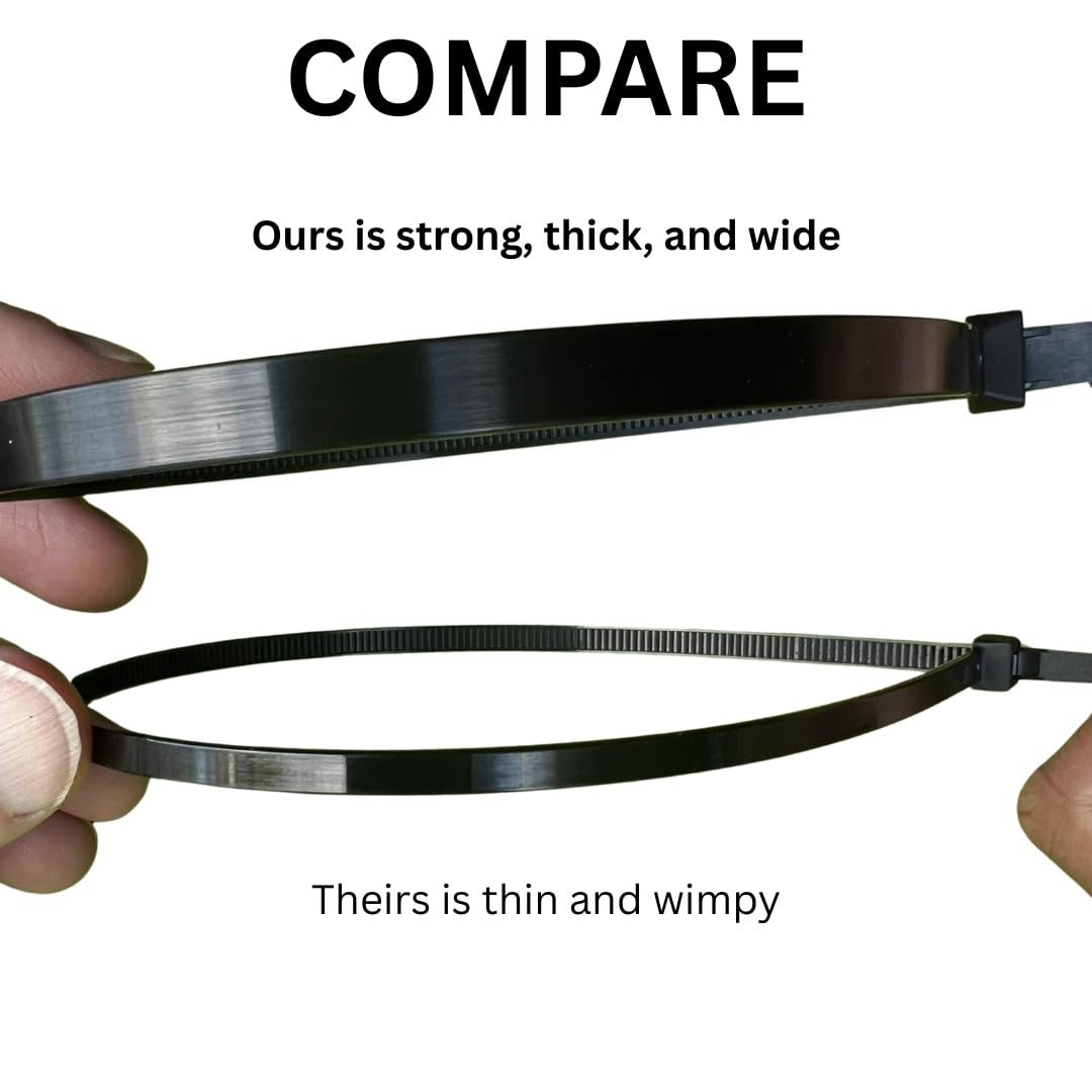 100-Pack Heavy Duty 14 Inches 120 Pound Cable Zip Tie Down Strap Wire Nylon Wrap Black