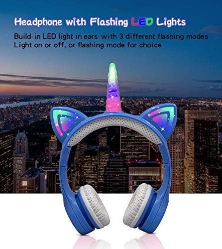 YUSONIC Unicorn Kids Bluetooth Headphones,15 Hours Play time, Toddler Bluetooth Headphones for Girls Boys Laptop Phones,Led Light Up Kids Wireless…