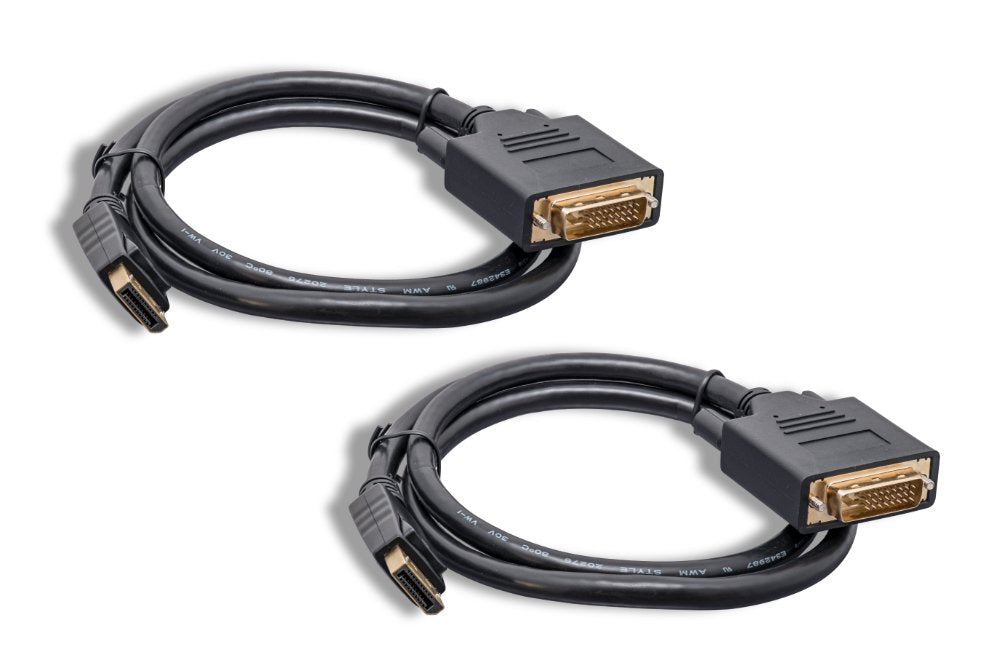Cablelera DisplayPort to DVI Cable, Passive DP to DVI-D, 3ft, 2-Pack - One-Way DisplayPort Source to DVI Display