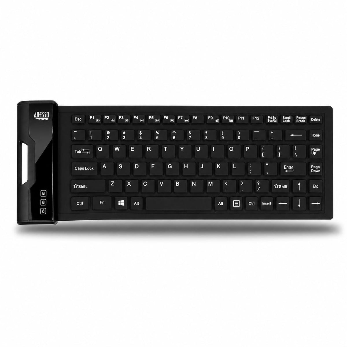 Adesso AKB-212UB Silicone Waterproof Flex Keyboard Mini Size 87 Keys Black