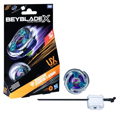 Beyblade X Shadow Shinobi 1-80MN UX Starter Pack Set with Defense Type Top and Launcher; Authentic Takara Tomy Battle Tops Games/Toys for Boys and…