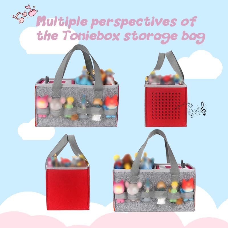 Hounyoln Carrying Case for Toniebox Audio Player Starter Set,Compatible with Tonie Starter Set,Tonies Figures Storage Bag(Red)