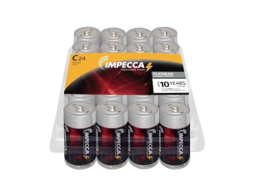 Impecca C Batteries, All-Purpose Alkaline Batteries (24-Pack) High Performance, Long Lasting, and Leak Resistant 24-Count LR14 - Platinum Series