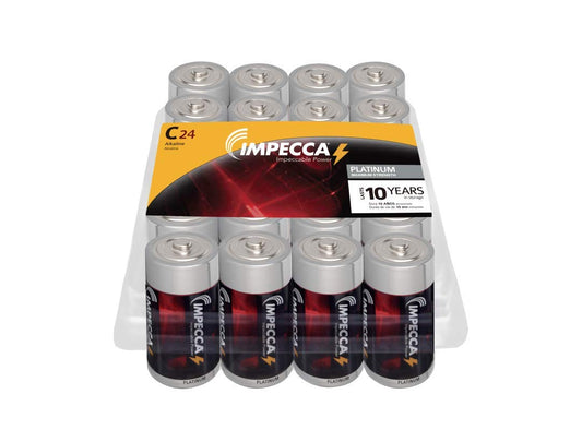 Impecca C Batteries, All-Purpose Alkaline Batteries (24-Pack) High Performance, Long Lasting, and Leak Resistant 24-Count LR14 - Platinum Series