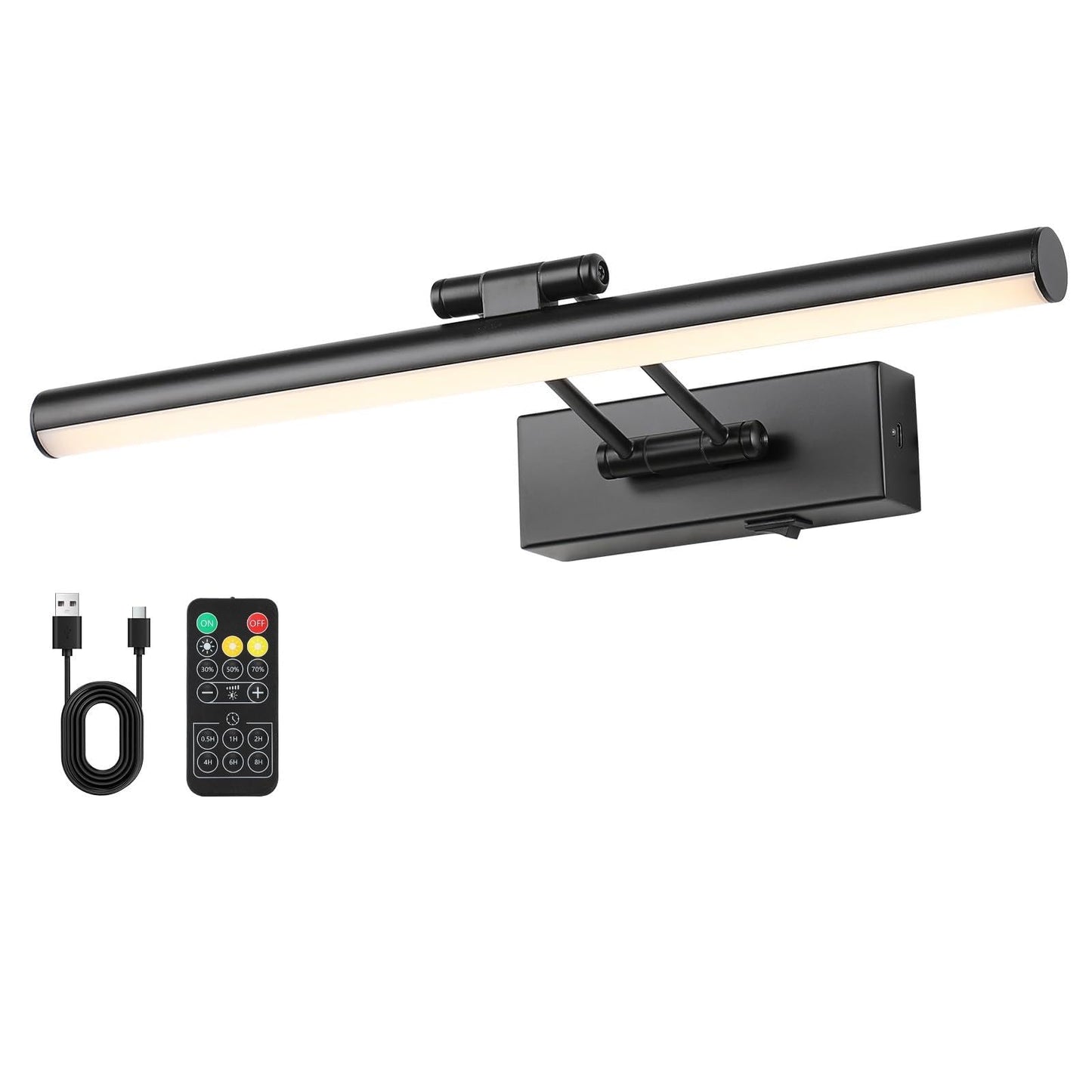 JUSHENG Black Picture Lights for Wall Battery Operated Gallery Lights 3CCT Dimmable Art Lamp Wireless Painting Lights for Display, Portraits 15.35''