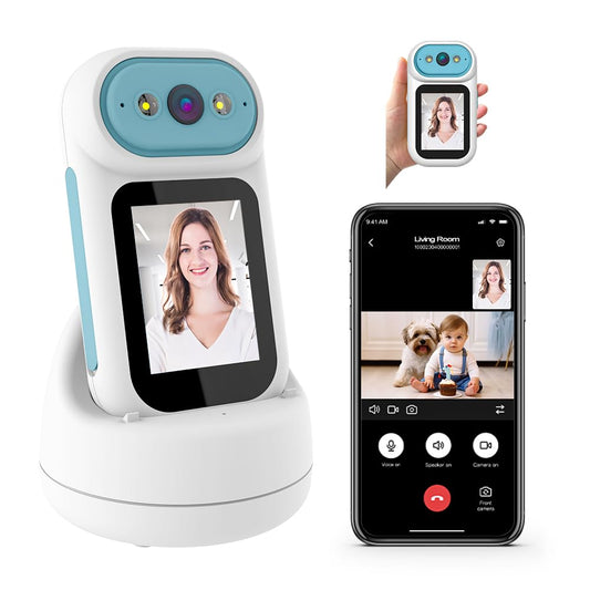 Video Calling Handheld Security Camera Indoor,Nanny Camera Baby Camera Pet Camera,2-Way Video Call 350°Pan Cameras for Home Security,Move