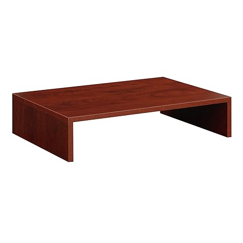 Pemberly Row Small Monitor Riser, 23.75 x 15.75 x 6.5 in, Cherry Finish, Compact Design with Storage Space, Easy Assembly, Perfect for Office Desk or