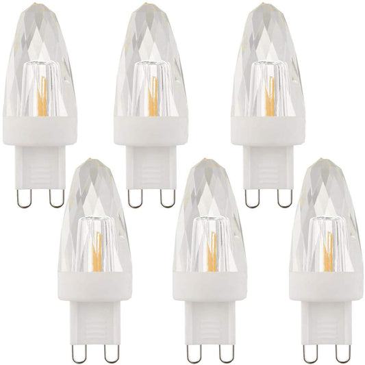Lxcom Lighting G9 LED Light Bulbs 2W (15W Halogen Equivalent) Dimmable Crystal COB Bulb Warm White 2700K 200LM G9 Base AC110V for Home Lighting, 6