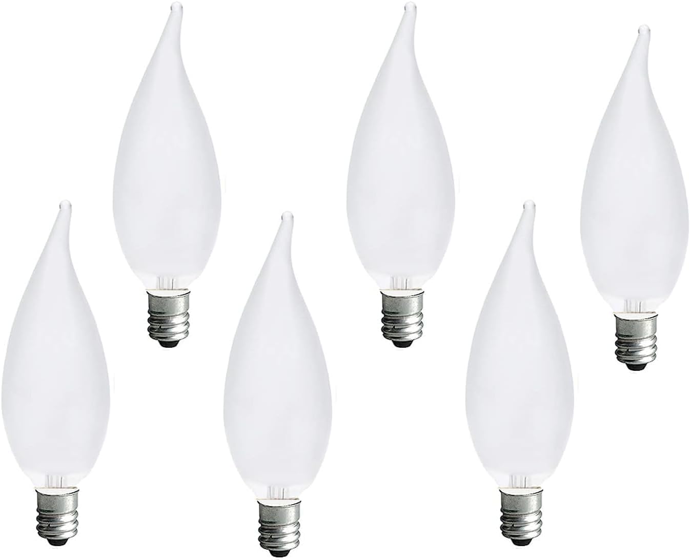BUBYVV Frosted Flame Tip Chandelier Light Bulb?40W E12 Candelabra Base,Candle Light Bulbs for Chandeliers, Ceiling Fan Lights (6pack) (40W)