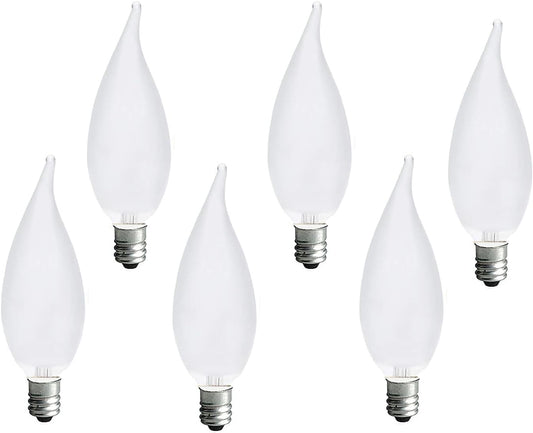 BUBYVV Frosted Flame Tip Chandelier Light Bulb?40W E12 Candelabra Base,Candle Light Bulbs for Chandeliers, Ceiling Fan Lights (6pack) (40W)