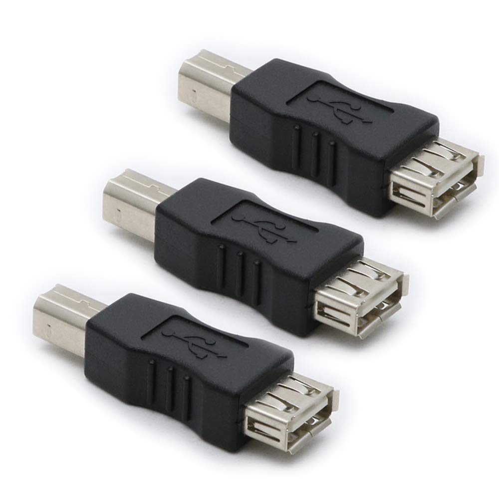 rgzhihuifz 3 Pack USB 2.0 AF/BM Adapter Type A Female to USB B Print Male Adapter Connector Converter Plug